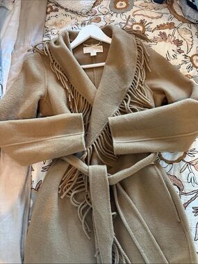 MICHAEL Michael Kors Camel Fringe Belted Trench Coat